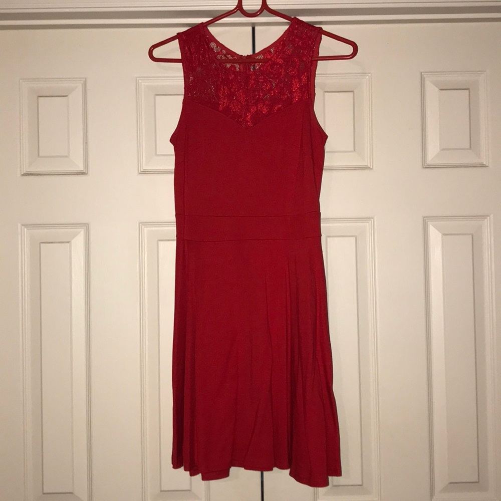Red dress with lace top